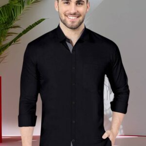 Men Regular Fit Solid Spread Collar Formal Shirt