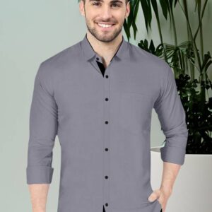 Men Regular Fit Solid Spread Collar Formal Shirt