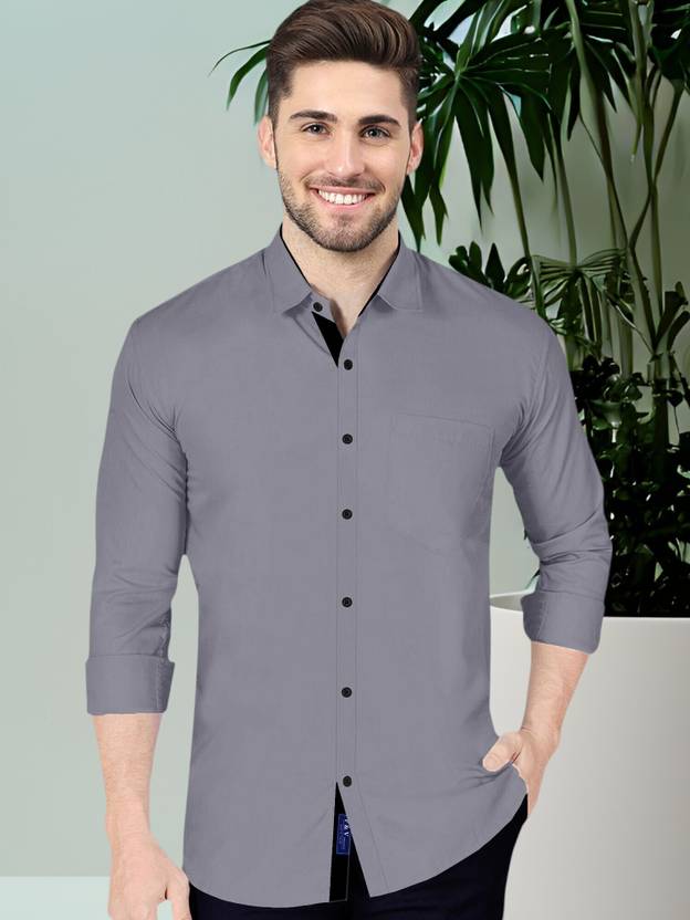 Men Regular Fit Solid Spread Collar Formal Shirt