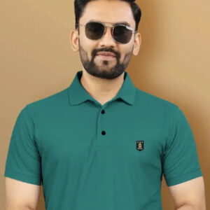 Men Solid Polo Neck Polyester Yellow T-Shirt