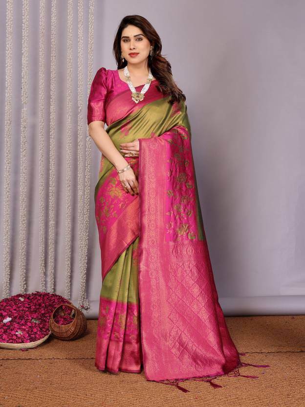 Woven Kanjivaram Pure Silk, Fashion Art Silk Saree