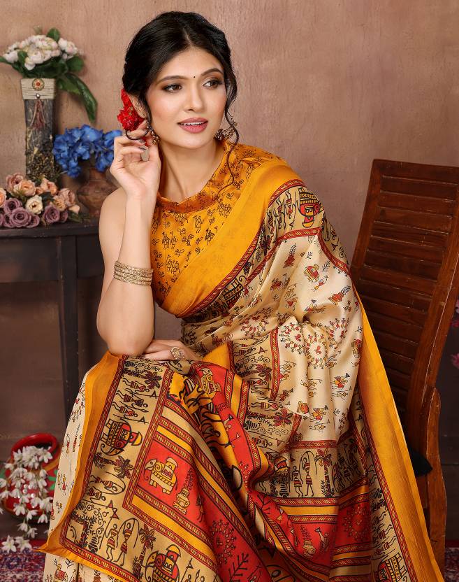 Printed Daily Wear Art Silk Exclusive Saree - Image 3