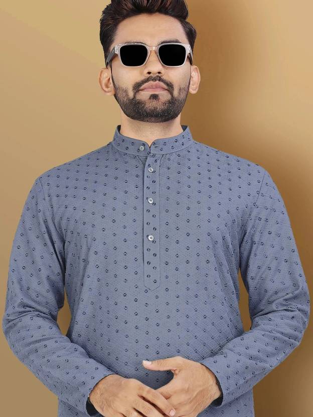 Men Self Design Jacquard Straight Punjabi - Image 2