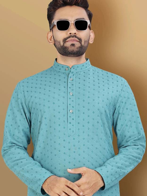 Men Self Design Jacquard Straight Punjabi - Image 4