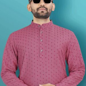 Men Self Design Jacquard Straight Punjabi