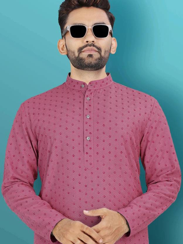 Men Self Design Jacquard Straight Punjabi