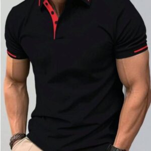 Stylish Men Solid Polo Neck Cotton Blend T-Shirt
