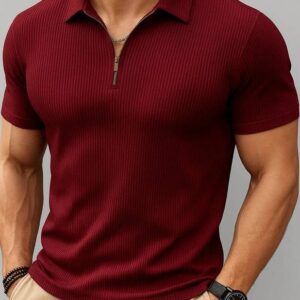 Stylish Men Solid Polo Neck Cotton Blend T-Shirt